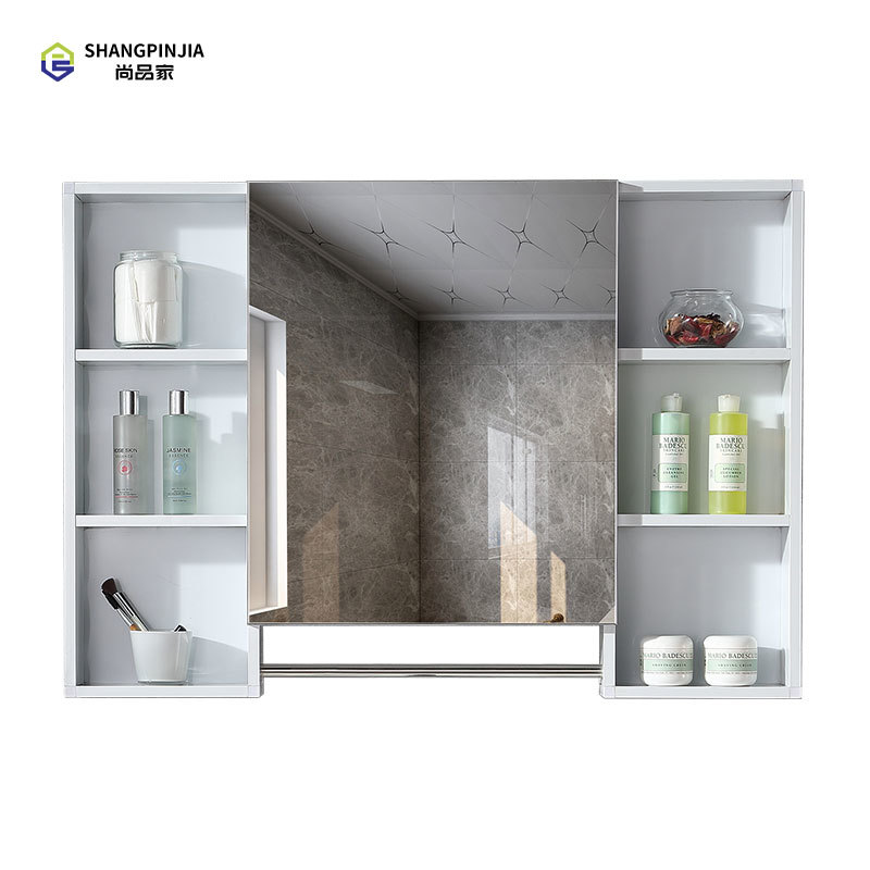 Bathroom vanity white aluminium alloy cabinets bathroom mirror wall cabinet with towel bar WAOTL70