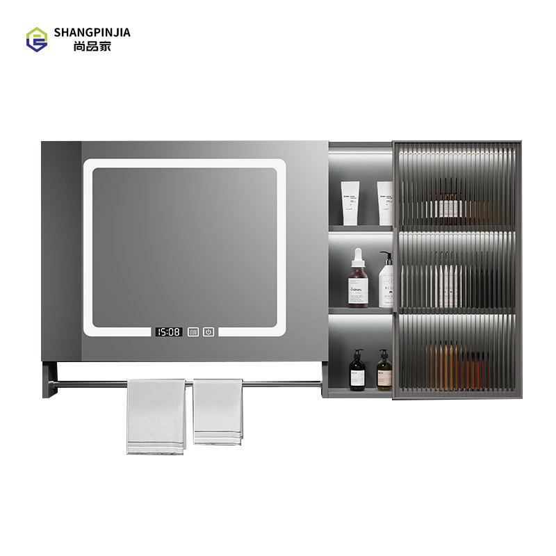 Wall-mounted Solid wood led bathroom mirror cabinets with led light SML001