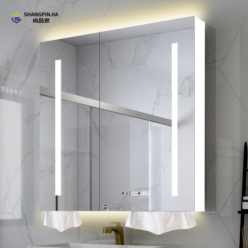 WH9R Wall-mounted stainless steel led bathroom mirror cabinets with led light