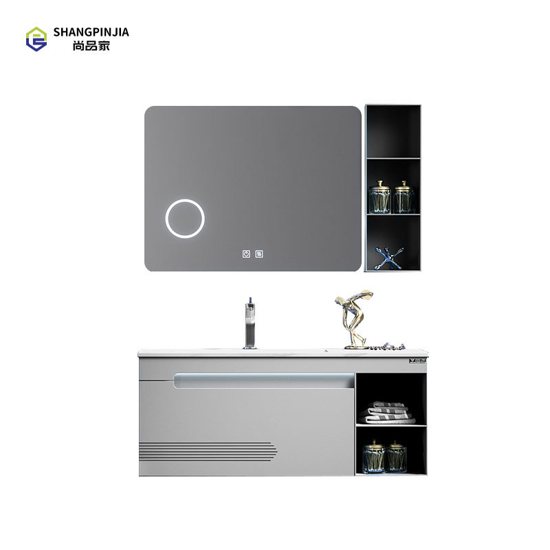 Stainless steel Bathroom mirror cabinet Wall-mounted mirror cabinet Bathroom Vanity Cabinet with Led Mirror and Storage