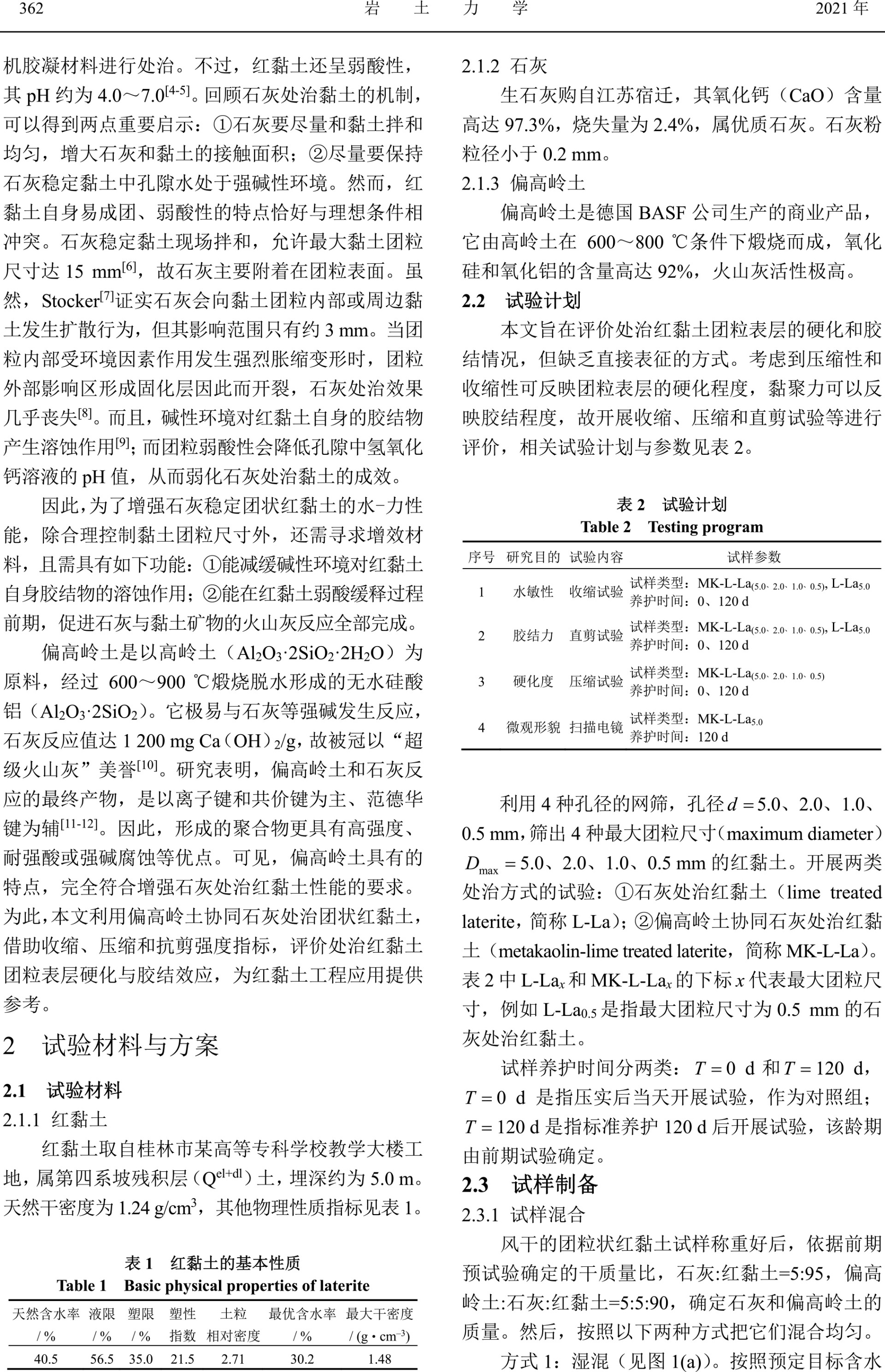 處治紅黏土團(tuán)粒的表層硬化與粒間膠結(jié)效應(yīng)