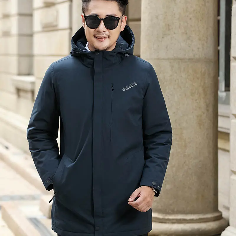 men's casual long down jacket