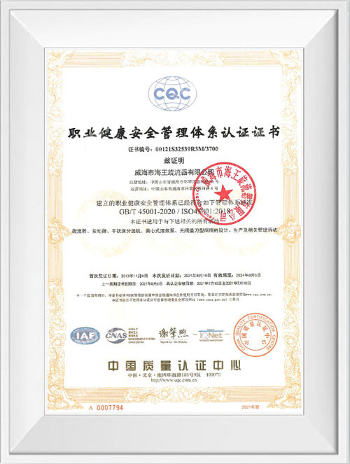 Occupational health and safety management system certification