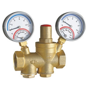 Double gauge piston filter pressure reducing valve