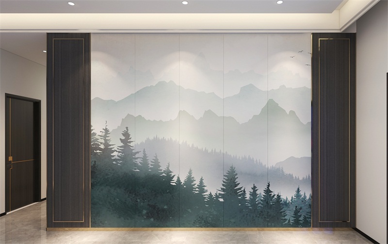 木饰面碳晶板3D打印画背景墙