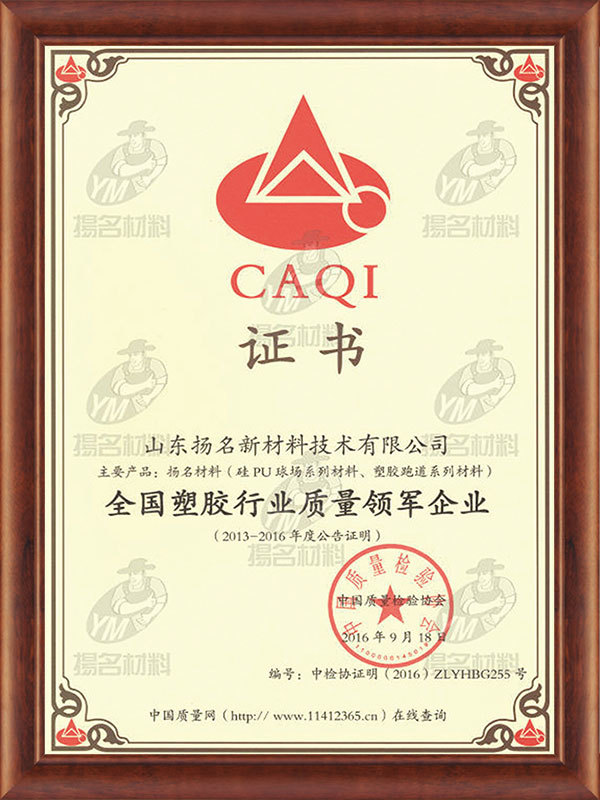 Plastic Quality Leader Certificate Plastic Quality Leader Certificate