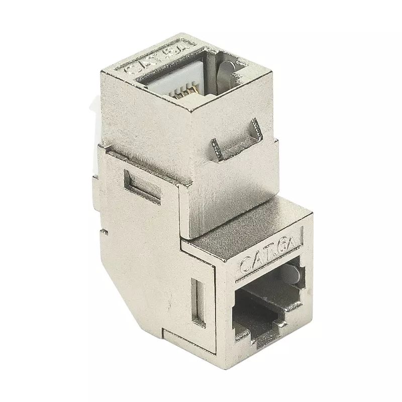 Factory Wholesale 8P8C shielded RJ45 modular coupler Cat.6A RJ45 FTP 90Deg Coupler