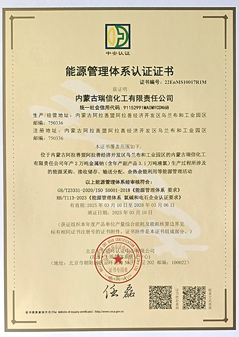 Energy Management System Certificate Energy Management System Certificate