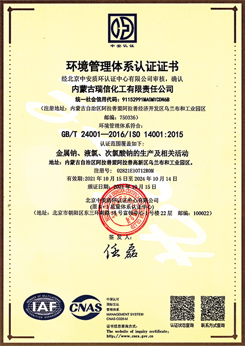 Environmental Management System Certificate