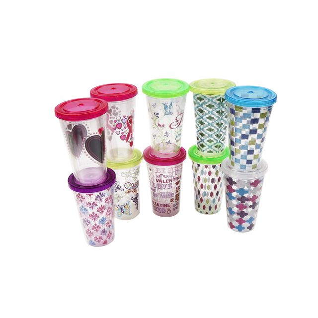 JT8168 double pp cup with straw
