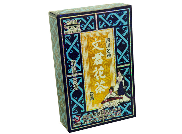 珍品文君花茶蓝盒