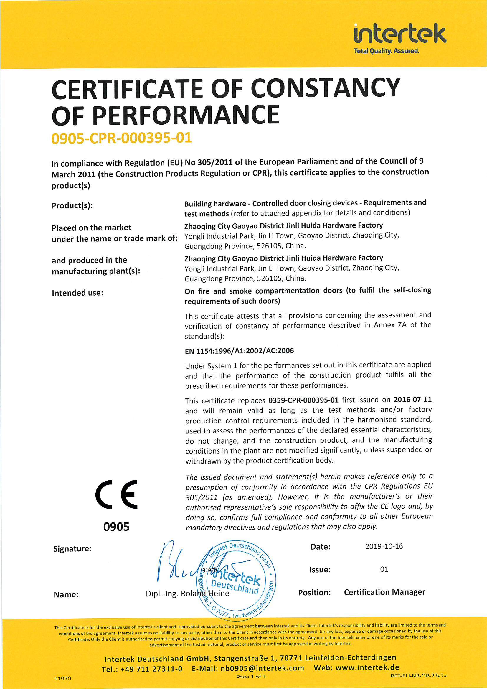 CE Certificate