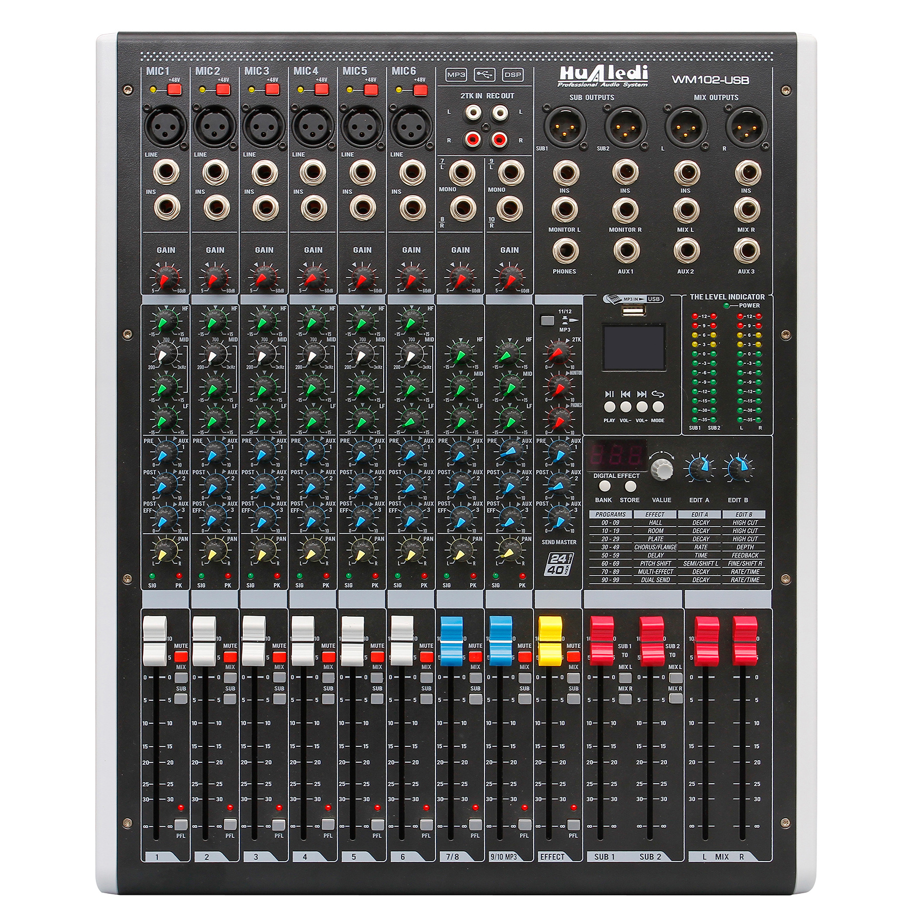 10 channels mixing console No group