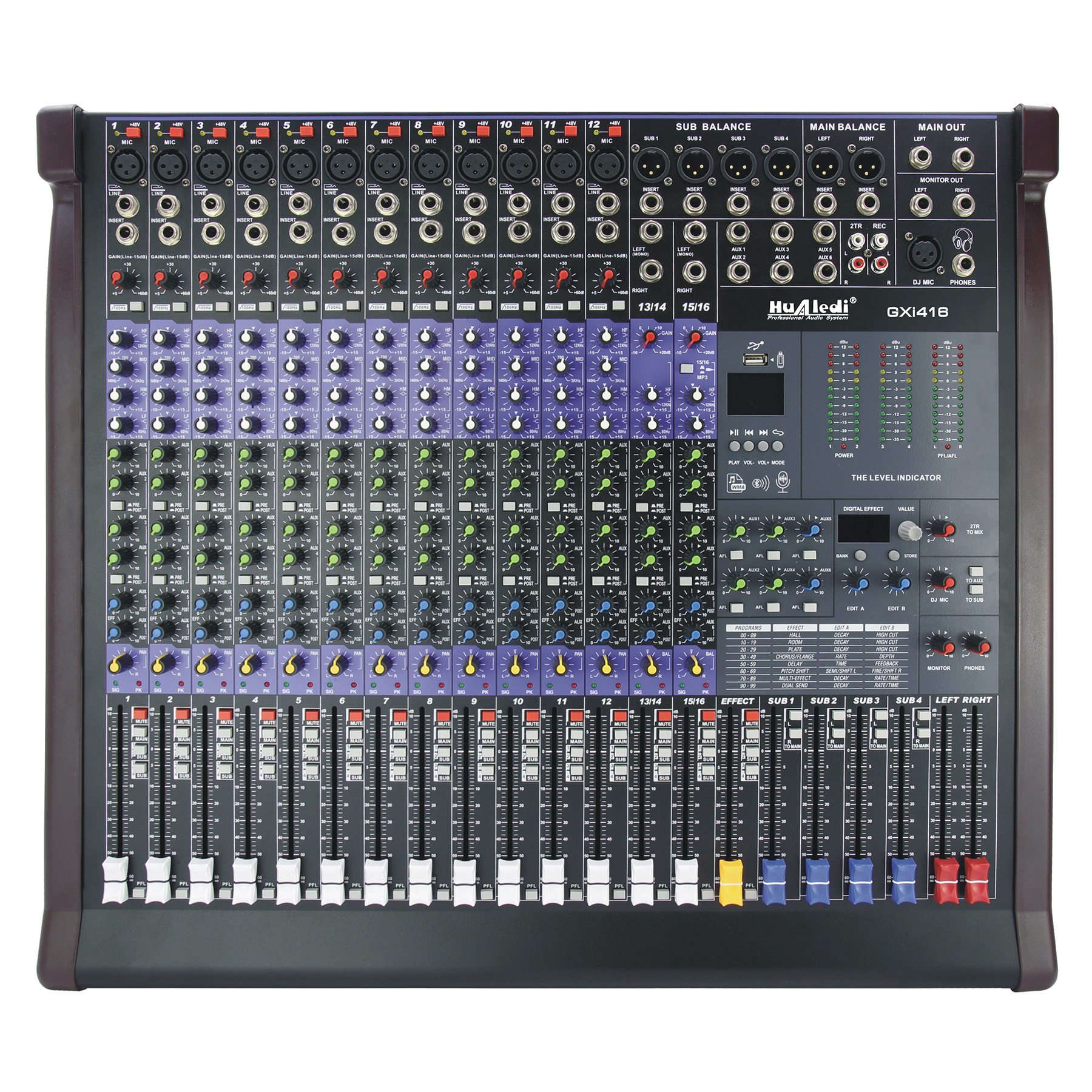 16 channels mixing console Family style