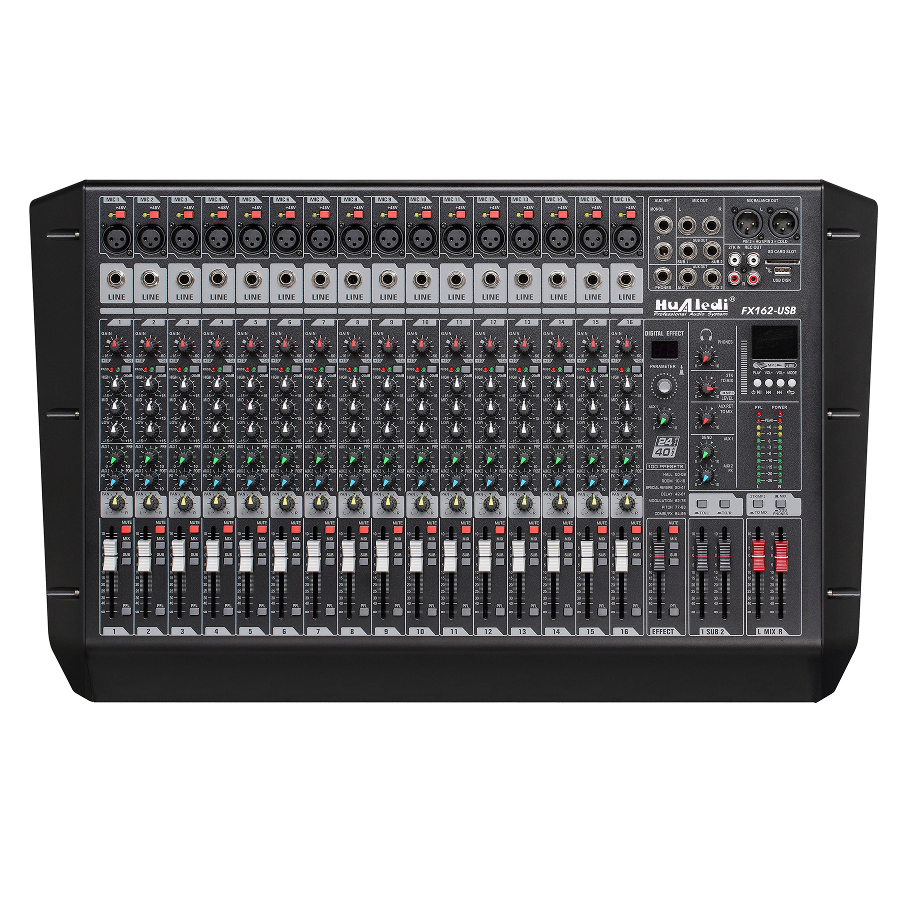 16 channels sound console Two group formation KTV DJ