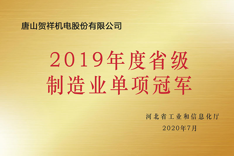 2019年度省级制造业单项冠军