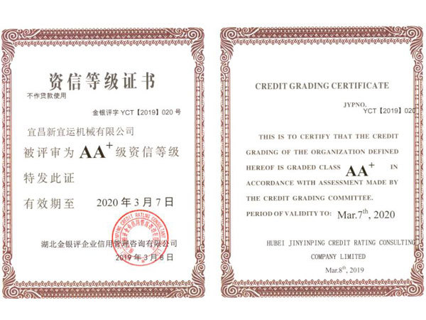 Credit rating certificate