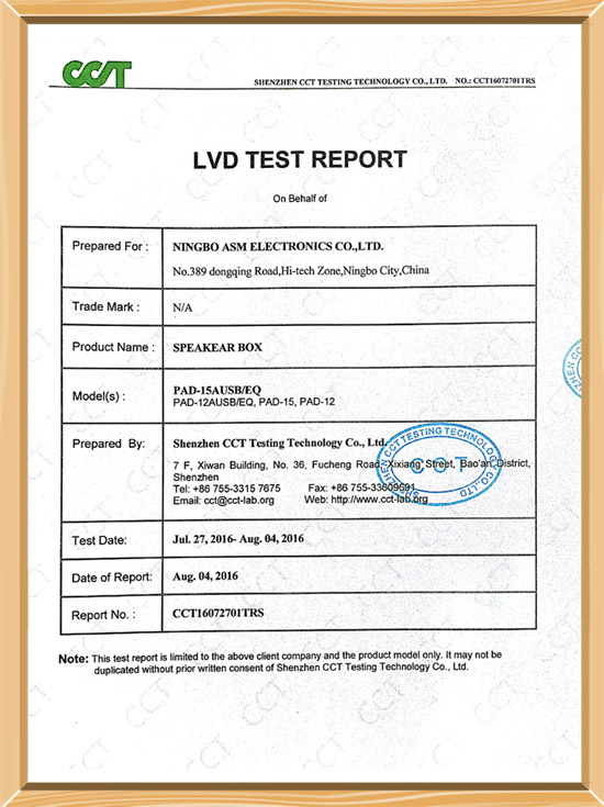 LVD TEST REPORT