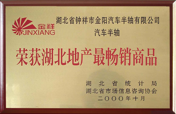 2000年10月統(tǒng)計數(shù)據(jù)榮獲湖北地產(chǎn)最暢銷商品