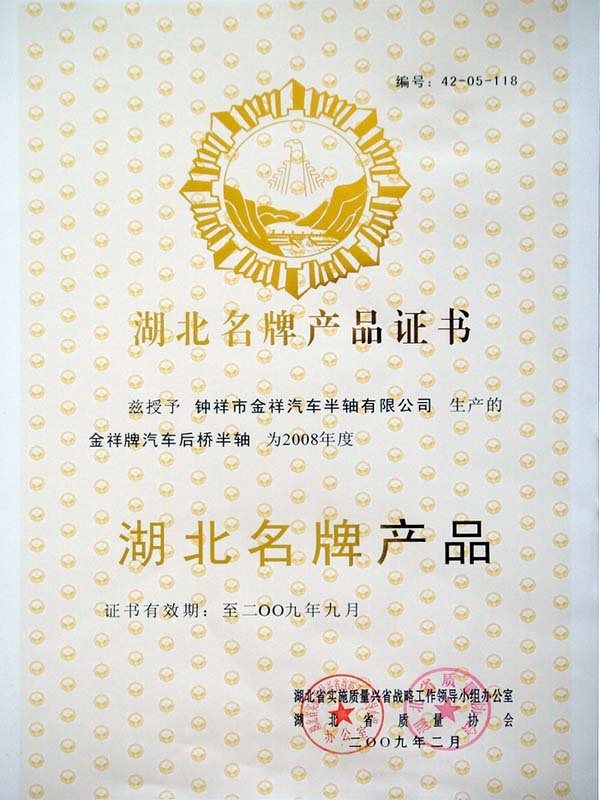 2008-2009年湖北名牌產(chǎn)品