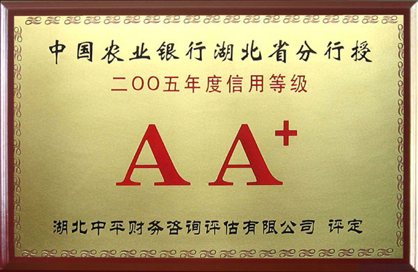2005 AA+ Credit Rating Certificate AA+