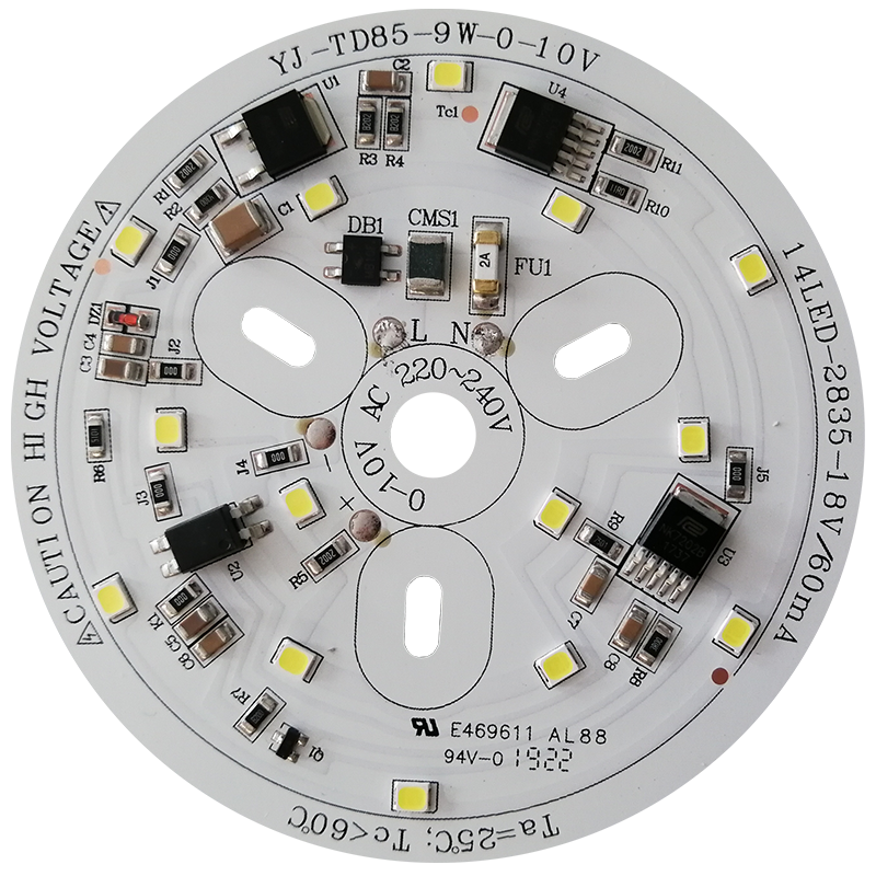 CE & LVD & FCC certificated 0-10V dimmable 9W driverless 220V dob ac led pcb module led board for Bulb Light and Downlight