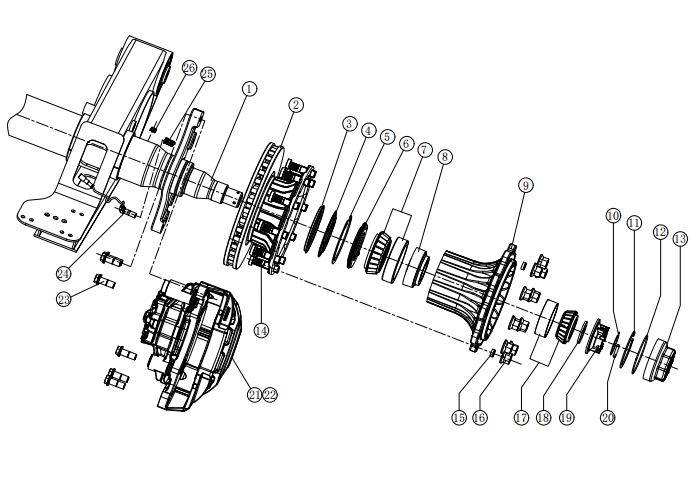 HJS09R07P14-2040DE-000.ABS    9吨盘刹轴.爆炸图