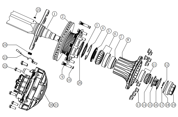 HJS09X07P13-2040T5-000.ABS  9吨方120偏置盘刹轴爆炸图