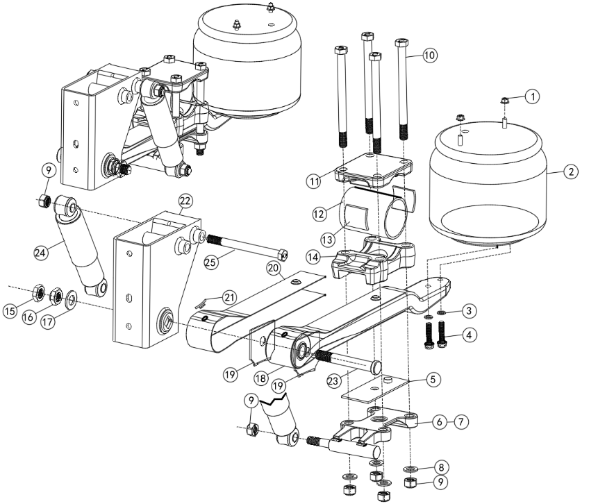 12T round 127 shaft without lifting air suspension (HJ12A1A1-268YD)