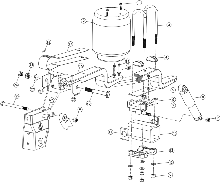 9T White Russian Air Suspension Axis Without Lifting (HJ09A1A0-268B-WH)