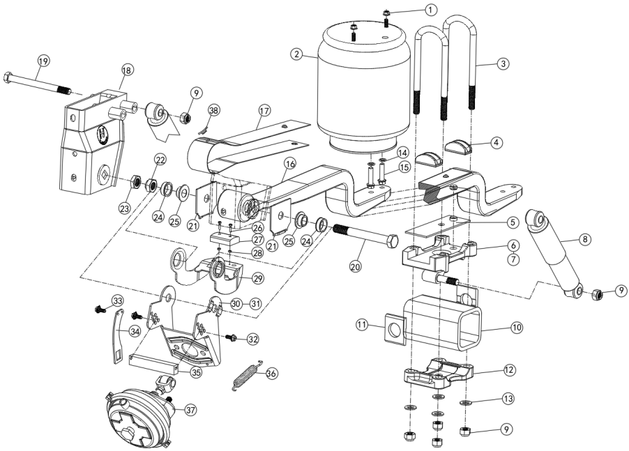 9T White Russian Air Suspension One Axis Belt Lifting (HJ09A1A1-268B-WH)