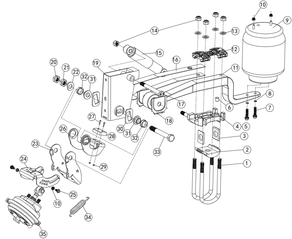 9T disc brake air suspension belt lifting (HJ09A1A1-268WG)