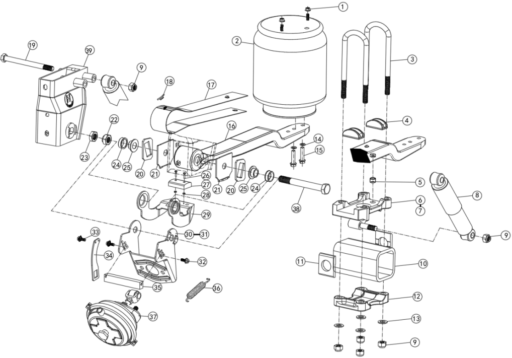 10T air suspension with lifting (HJ10A1A1-268WD)