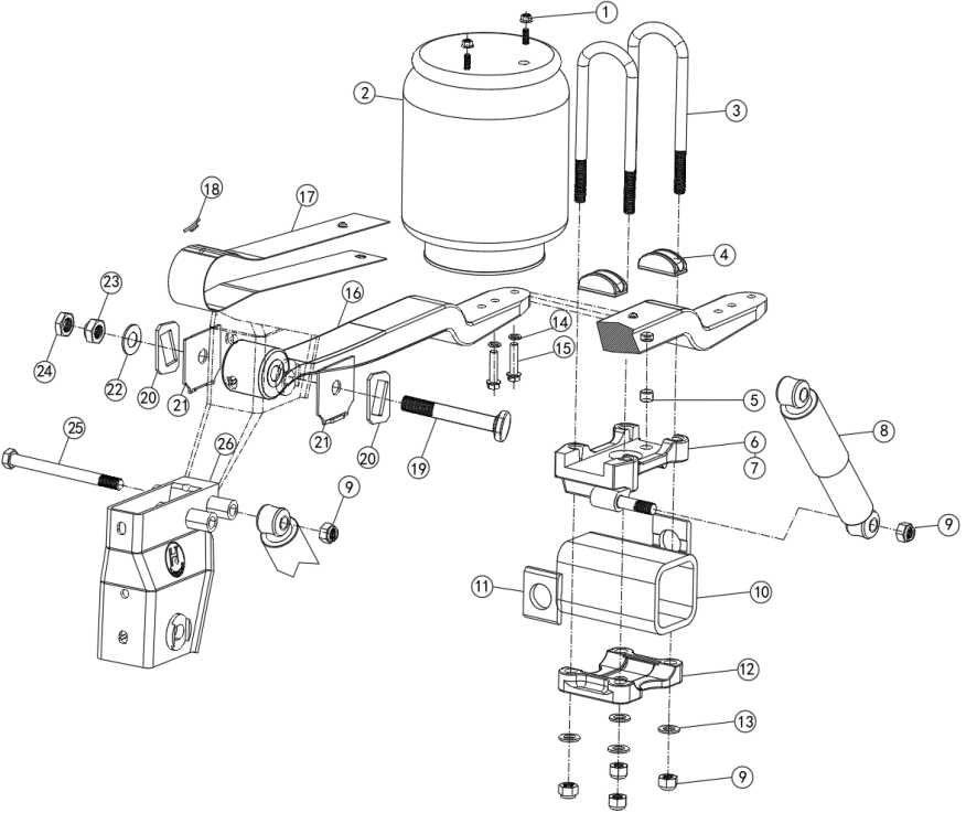 10T air suspension shaft without lifting (HJ10A1A0-268WD)