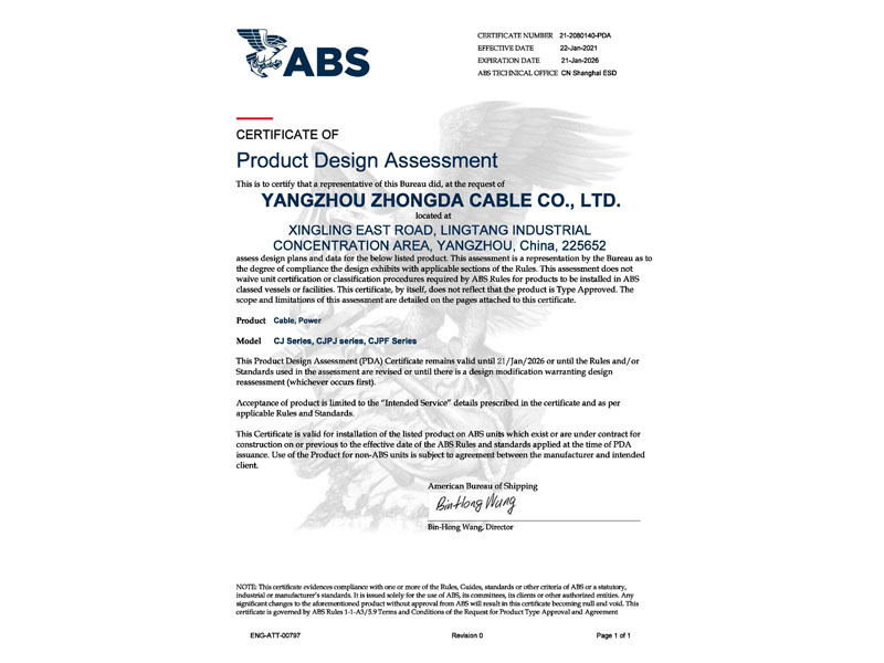 Certificat d'inspection d'expédition ABS