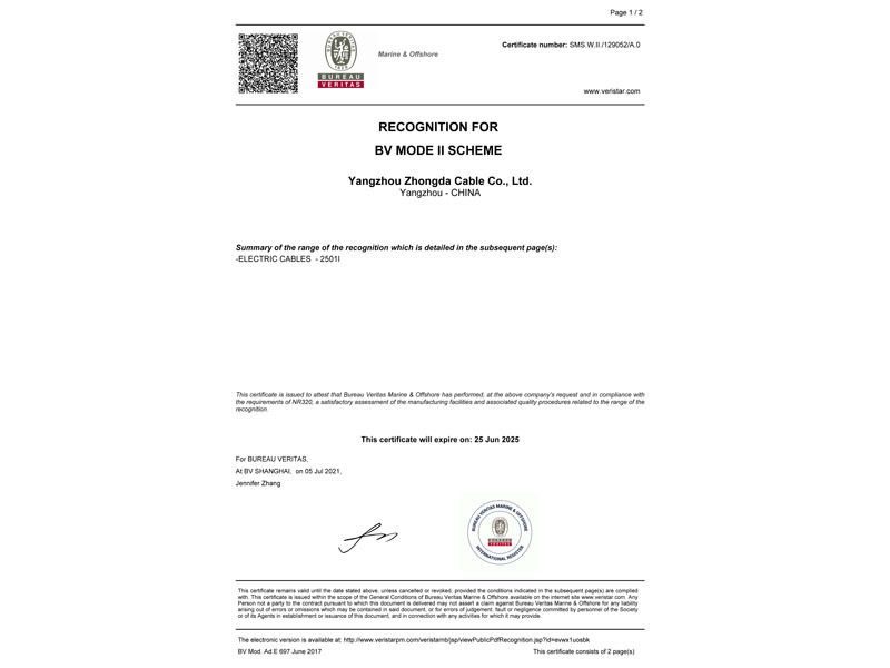 Сертификат инспекции судоходства BV