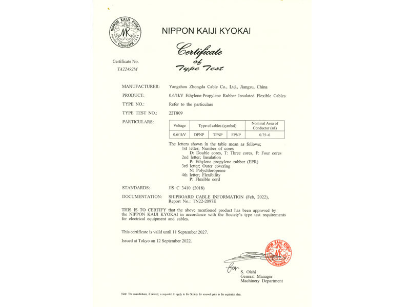 NK Shipping Inspection Certificate