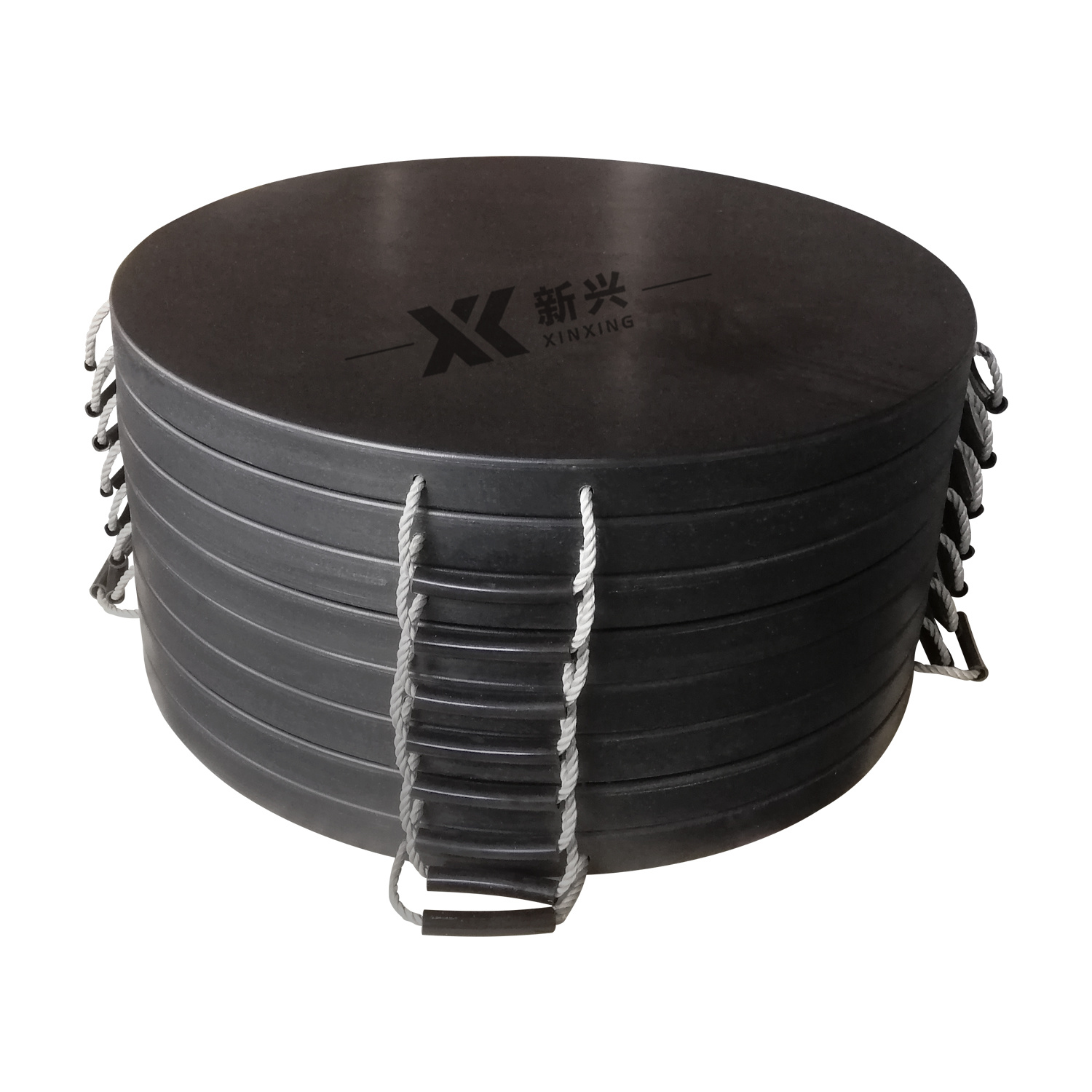 Black round UHMWPE wear resisting Crane outrigger pads