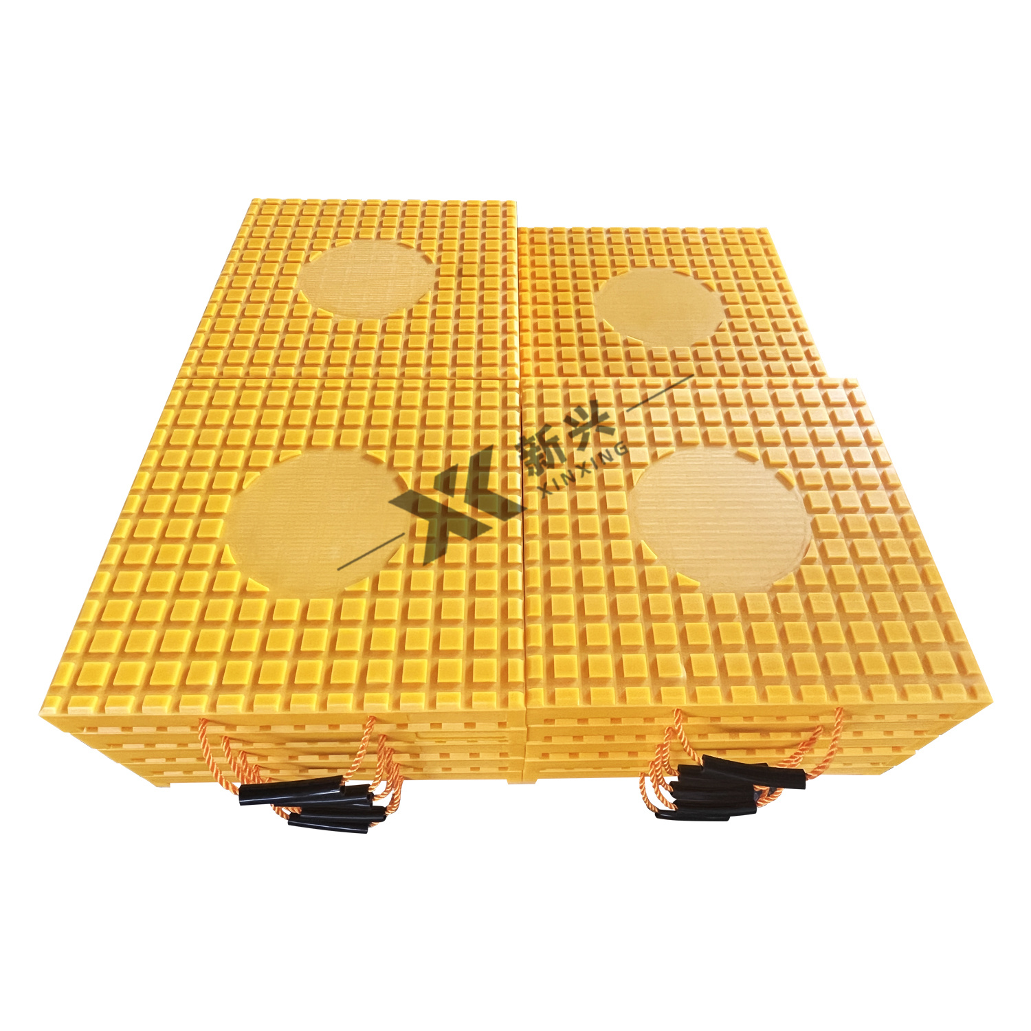 Yellow special surface crane outrigger pads