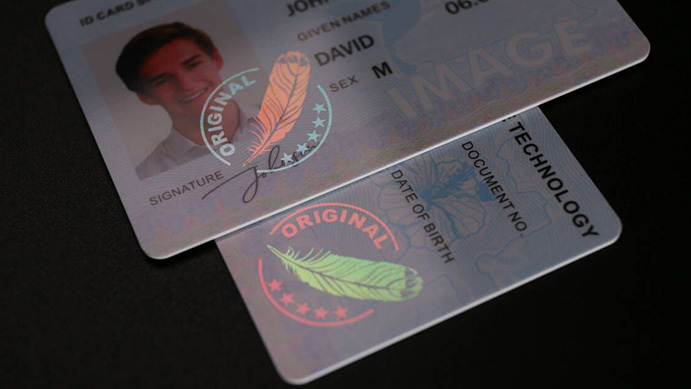 Hologram ID Cards with Zero Level Optical Diffraction (Red and Green Rotation)