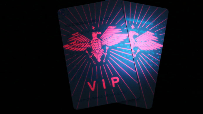 id holograms with fluorescent ink printing, hidden information is visible under UV light