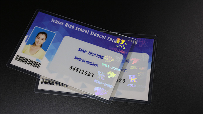 Hologram laminated pouchces for Teslin ID cards