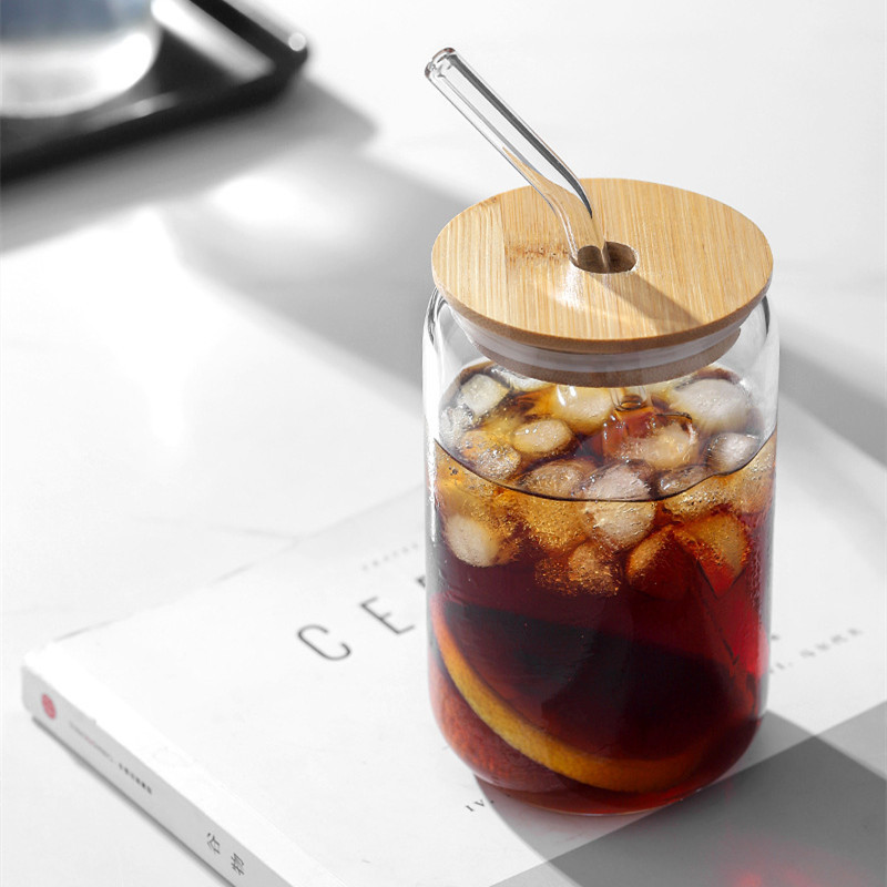 350ml 550ml Glass Straw Cup with lid Tumbler High borosilicate Heat