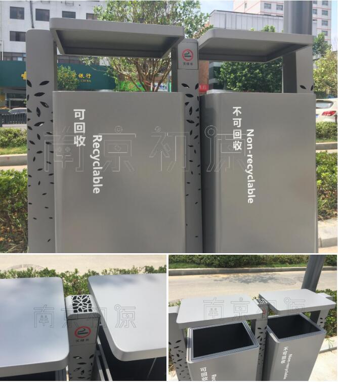 合肥城市家具案例,街道家具改造,戶外長椅,分類垃圾箱,城市家具