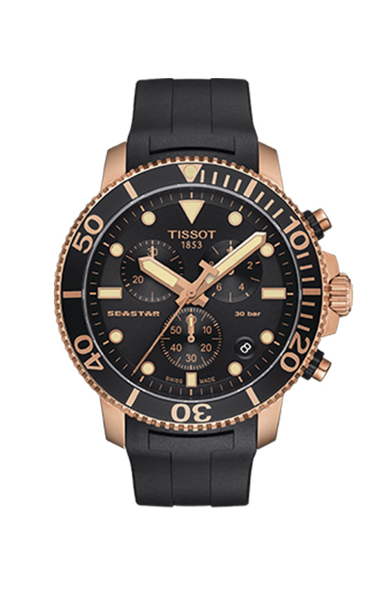 Tissot 天梭海星系列橡胶带石英男表 型号：T1204173705100