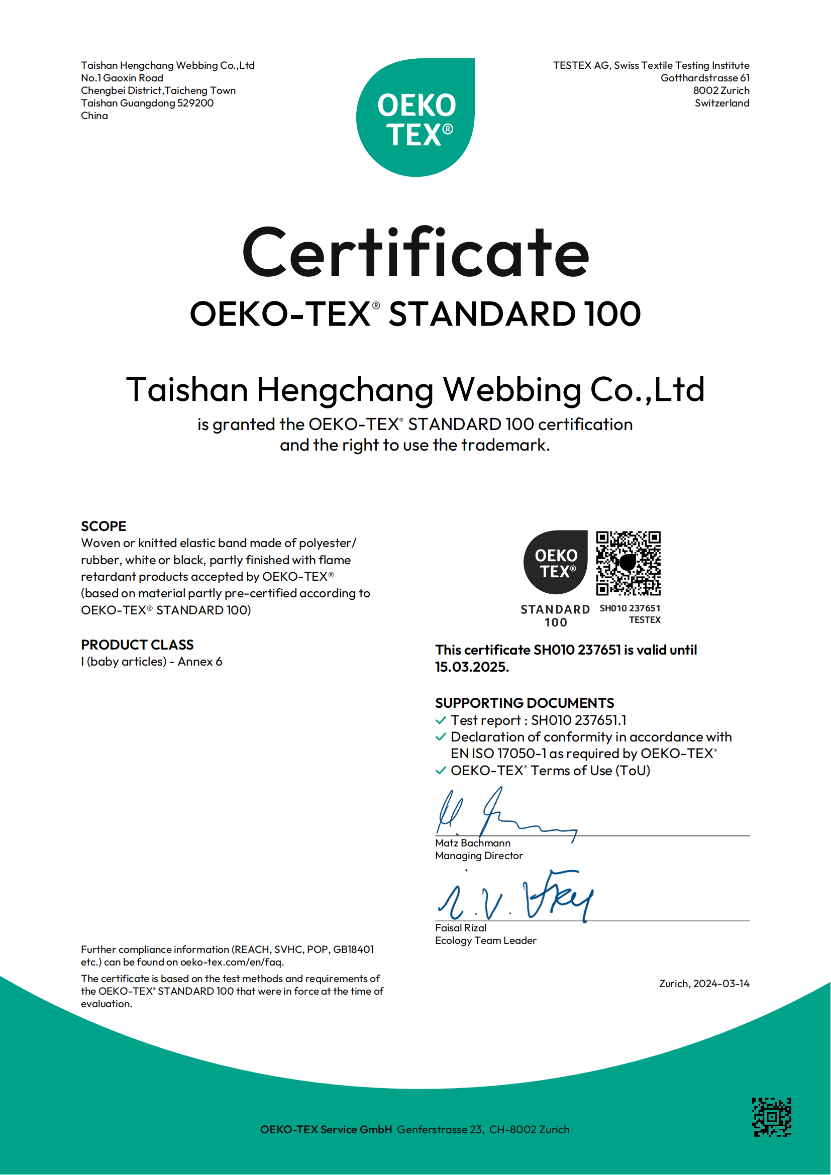 OEKO-TEX STANDARD 100