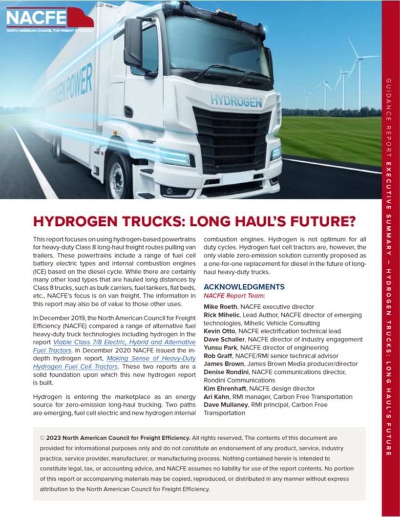 Hydrogen will be the 'only viable economic choice for zero-emission long-haul trucking' US freight body