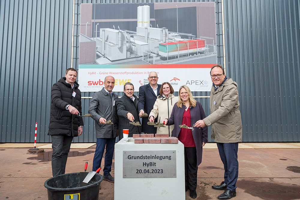 Rostock-Based APEX Group and Project Partners Lay The Foundation Stone for The 10 MW Hybit Electrolysis Plant for The Arcelormittal Steelworks in Bremen