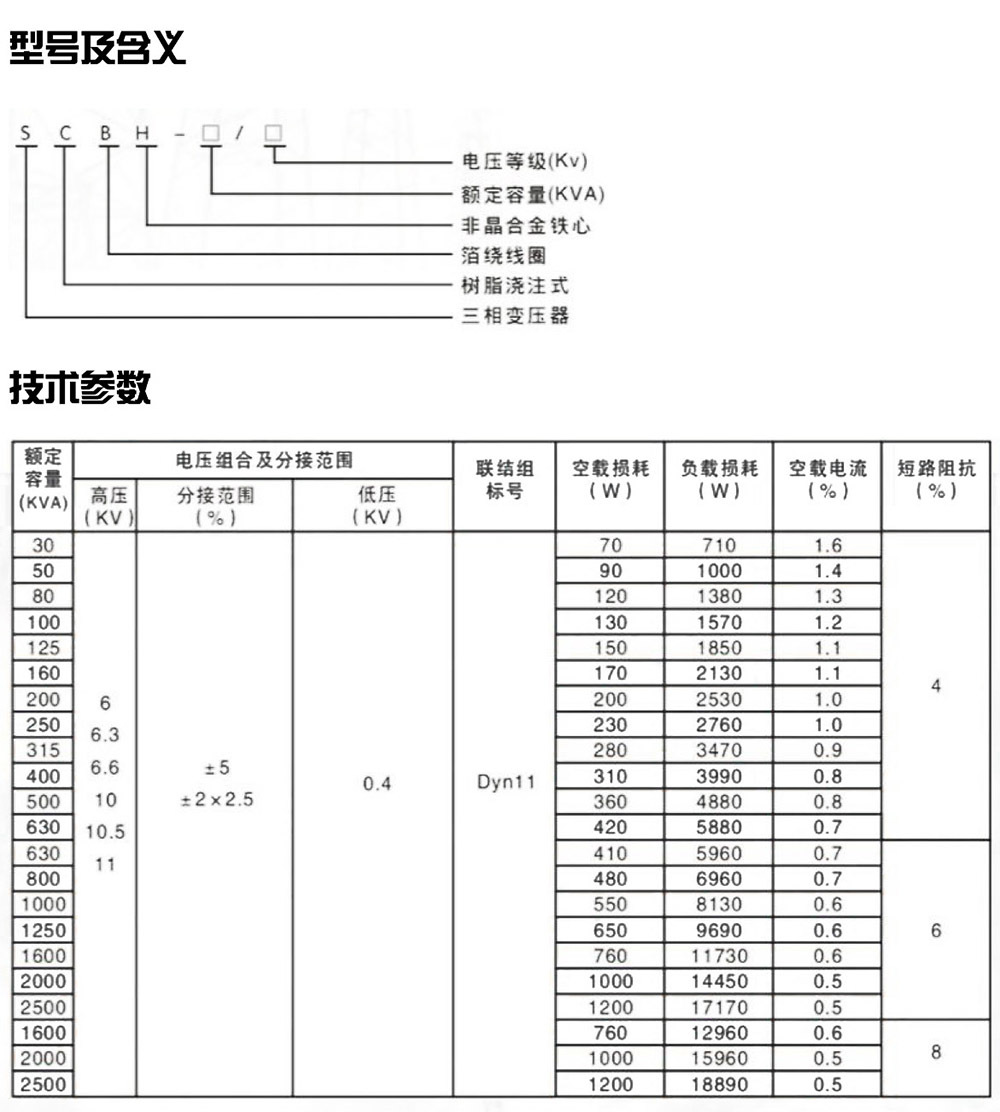 SCBH15型非晶合金干式变压器