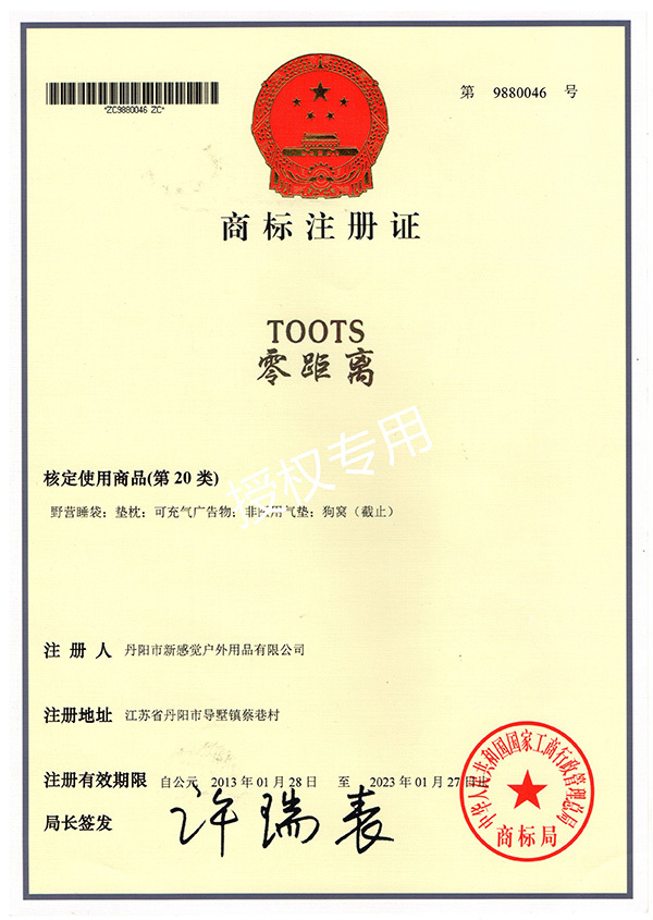 Trademark registration certificate